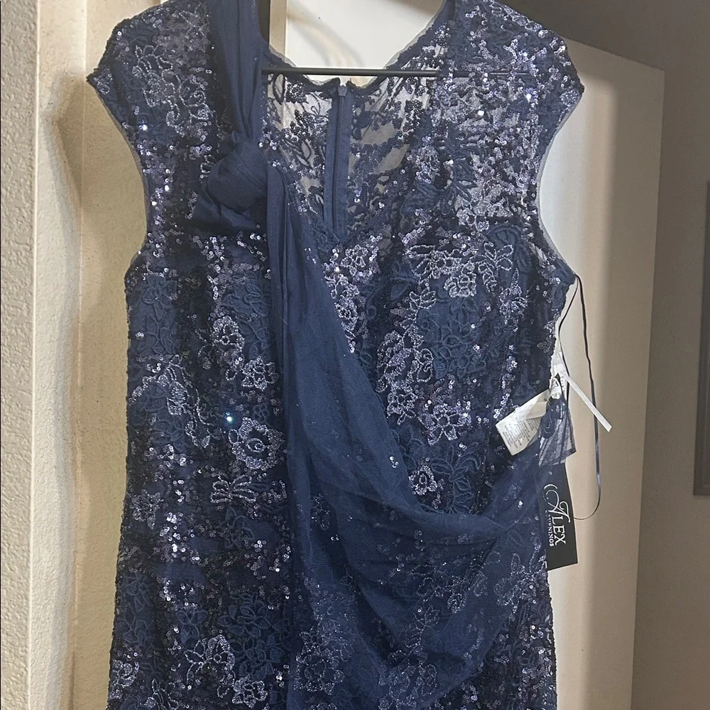 Alex Evenings Midnight Blue Sequin Maxi Dress - Picture 8 of 11